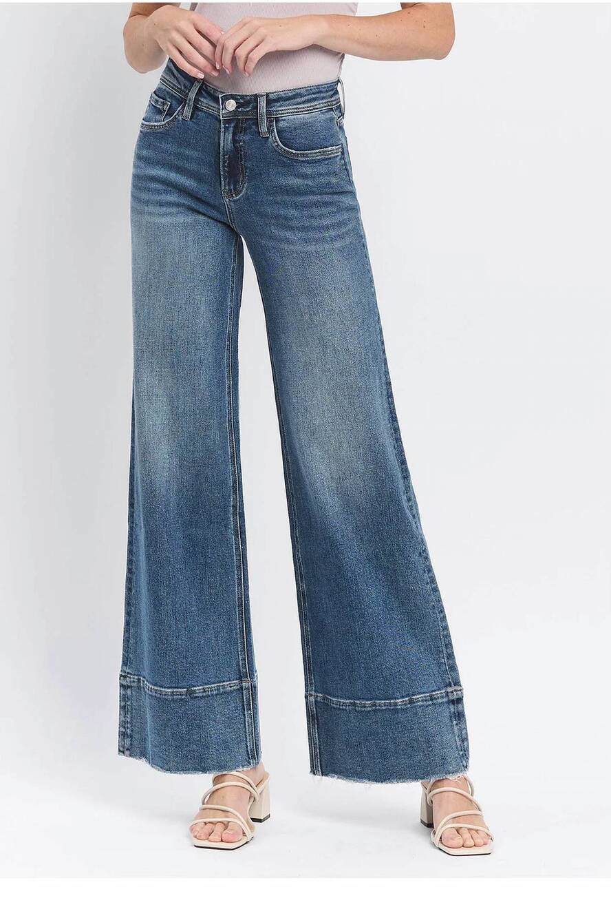 NEW LOVERVET women's love jeans wide leg jeans in blue